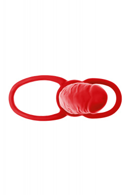 Насадка на пенис для двойного проникновения Black&Red by TOYFA , силикон, красный, 16,5 см арт. 901414-9