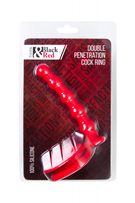 Насадка на пенис для двойного проникновения Black&Red by TOYFA, силикон, красная, 19,5 см арт. 901413-9