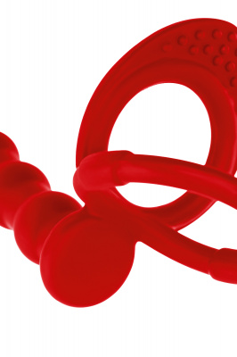 Насадка на пенис для двойного проникновения Black&Red by TOYFA, силикон, красная, 19,5 см арт. 901413-9
