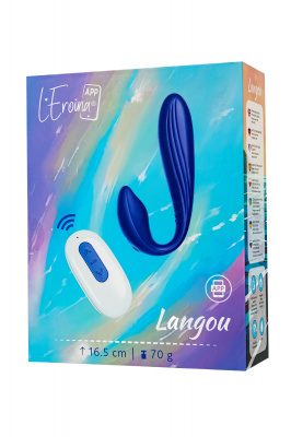 Вибратор для пар L`Eroina APP LANGOU  с управлением от приложения и пульта, силикон, синий, 16,5 см арт. 565002