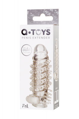 Насадка на пенис TOYFA A-Toys с вибропулей, TPR, прозрачная, 13,4 см. арт. 768014