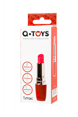 Вибростимулятор A-Toys by TOYFA Smac, ABS пластик, красный, 9 см арт. 761046