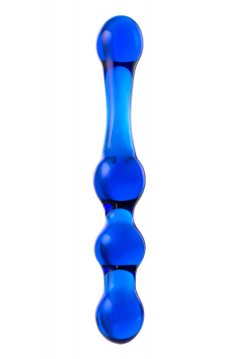 Двусторонний фаллоимитатор Sexus Glass, стекло, синий, 20,5 см арт. 912151