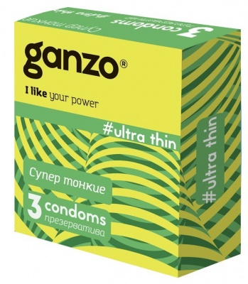 ПРЕЗЕРВАТИВЫ "GANZO" ULTRA THIN №3 (Супер тонкие), 3 шт. в упак. арт. ULTRA THIN №3