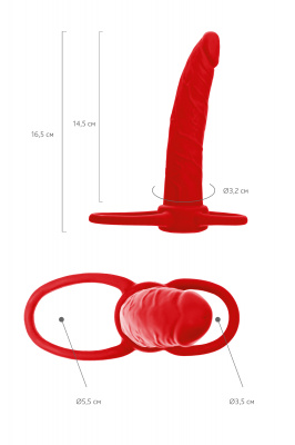 Насадка на пенис для двойного проникновения Black&Red by TOYFA , силикон, красный, 16,5 см арт. 901414-9
