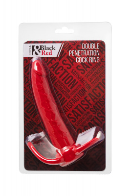 Насадка на пенис для двойного проникновения Black&Red by TOYFA , силикон, красный, 16,5 см арт. 901414-9