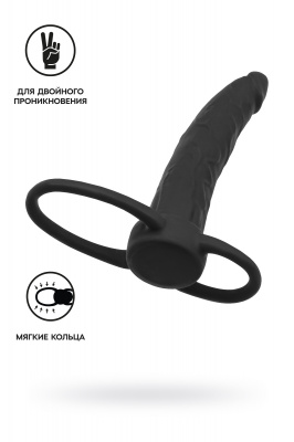 Насадка на пенис для двойного проникновения Black&Red by TOYFA , силикон, чёрный, 16,5 см арт. 901414-5
