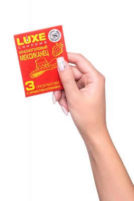 Презервативы Luxe КОНВЕРТ, Красноголовый мексиканец, вишня, 18 см., 3 шт. в упаковке арт. 696