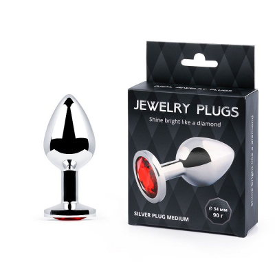 SILVER PLUG MEDIUM (втулка анальная), L 82 мм, D 34 мм, вес 90г, цвет кристалла арт. SM-16