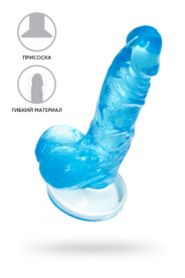 Реалистичный фаллоимитатор A-Toys by TOYFA Indy, TPE, голубой, 15,8 см арт. 762007