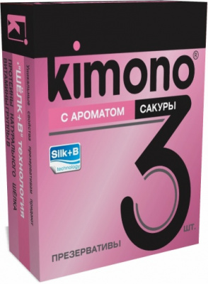 ПРЕЗЕРВАТИВЫ KIMONO (с ароматом сакуры) 3 шт. арт. САКУРА